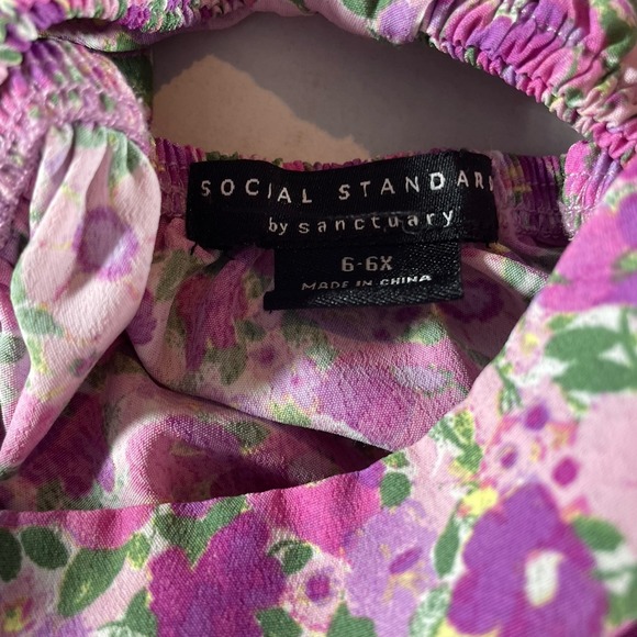 Social Standard by Sanctuary Girls' Size 6-6x Purple Pink Floral Tiered Sundress - Picture 4 of 5